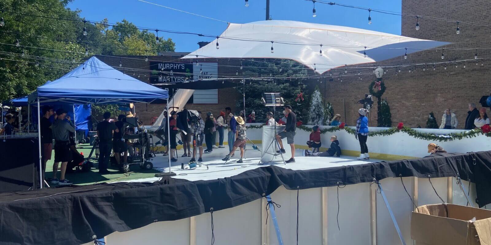 Starbucks Set starbucks commercial hockey rink in chicago
