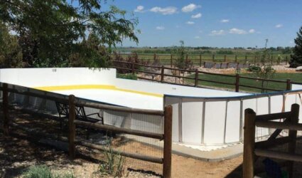 outdoor hockey rink in the summer